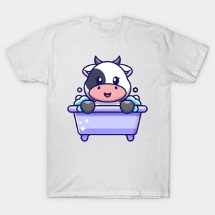 Cute cow in a bathtub cartoon character T-Shirt